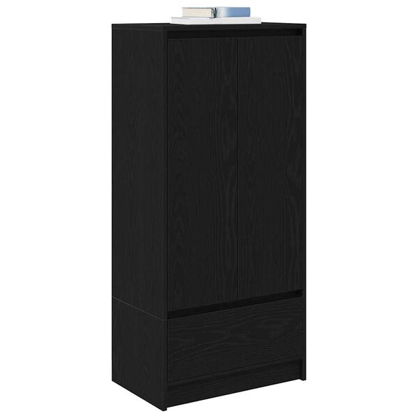 vidaXL Cabinet with Drawer Black Oak 55.5x34x119.5 cm Engineered Wood