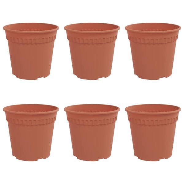vidaXL Round Flower Pot 6 pcs Brick Red &Oslash; 17 x 14 cm Plastic