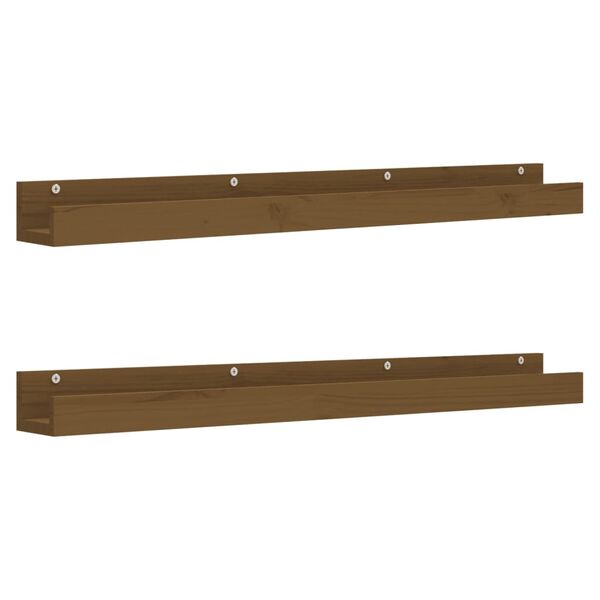 vidaXL Wall Shelves 2 pcs Honey Brown 110x12x9 cm Solid Wood Pine