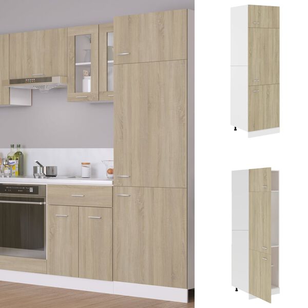 vidaXL Refrigerator Cabinet Sonoma Oak 60x57x207 cm Engineered Wood