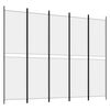 vidaXL 5-Panel Room Divider White 250x200 cm Fabric