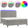 vidaXL Box Spring Bed with Mattress&LED Light Grey 180x200 cm Velvet
