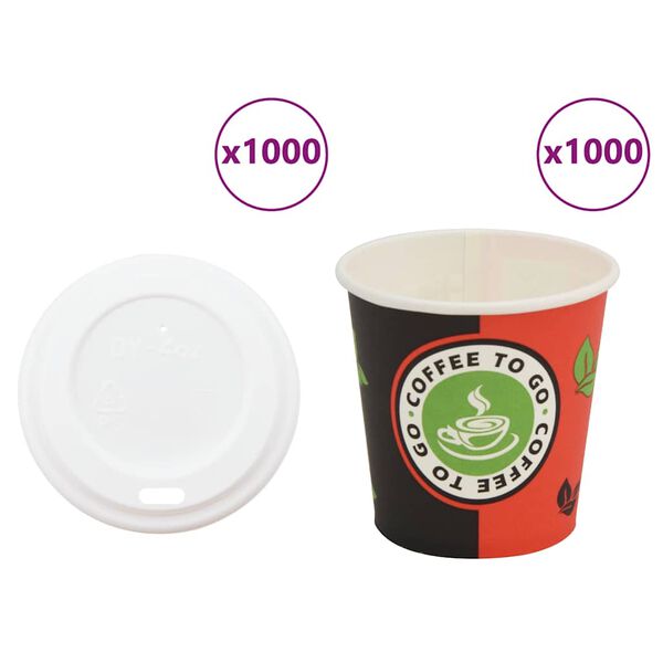 vidaXL Paper Coffee Cups with Lids 1000 pcs 4oz 120ml