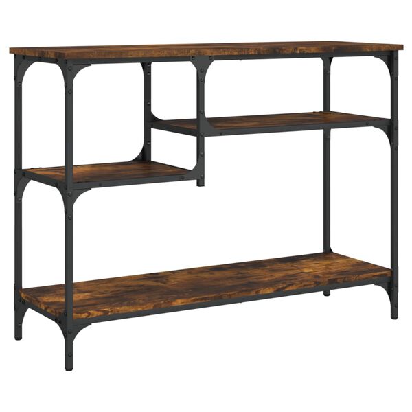 vidaXL Console Table with Shelves Smoked Oak 100x35x75 cm