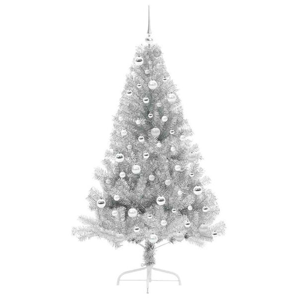 vidaXL Artificial Pre-lit Christmas Tree Silver 180 cm PET
