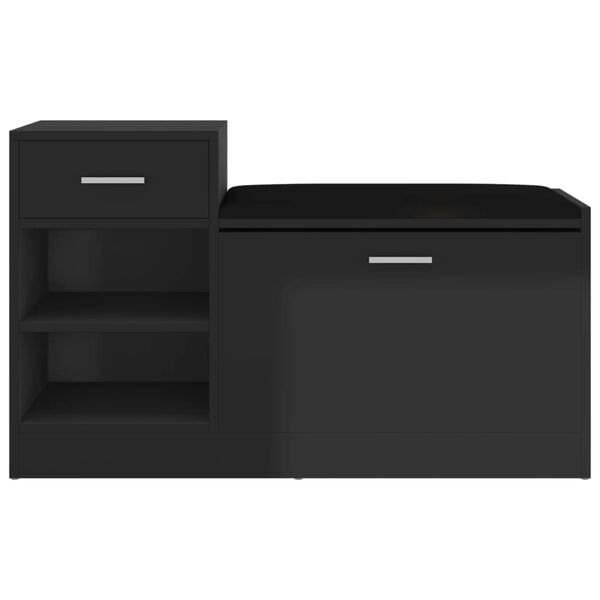 vidaXL Shoe Bench High Gloss Black 94.5x31x57 cm Engineered Wood