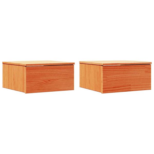 vidaXL Bedside Table 2 pcs Wax Brown 37 x 35 x 18.5 cm Solid pine wood
