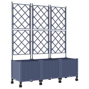 vidaXL Garden Planter with Trellis&Wheels 3 pcs Grey 120 x 40 x 149 cm
