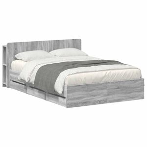 vidaXL Bed Frame with Storage and Headboard Grey Sonoma 140 x 200 cm