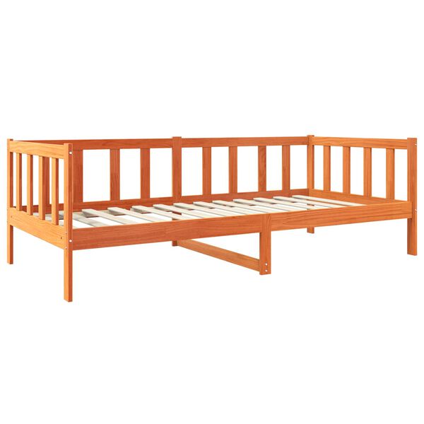 vidaXL Bed Frame with Headboard Wax Brown 90 x 190 cm Solid Pine Wood