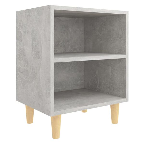 vidaXL Bed Cabinets with Solid Wood Leg 2 pcs Concrete Grey 40x30x50cm