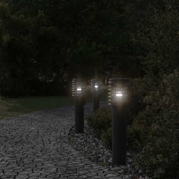 vidaXL Outdoor Floor Lamps with Outlet 3pcs Black 60 cm Stainless Steel