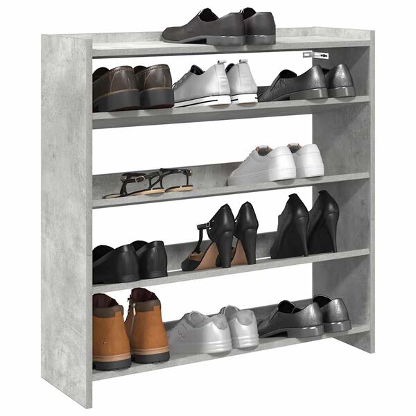 vidaXL Shoe Rack Concrete Grey 80x25x81 cm Engineered Wood