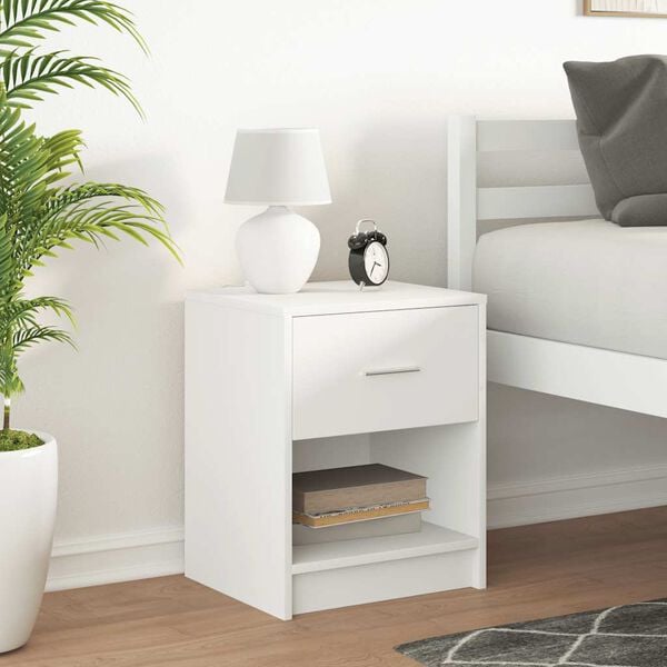 vidaXL Bedside Cabinet with Drawer White 40x34x50 cm