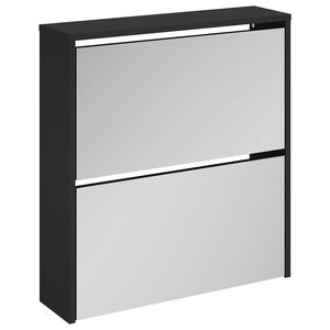 vidaXL Shoe Cabinet with Mirror 2-Layer Black 63x17x67 cm