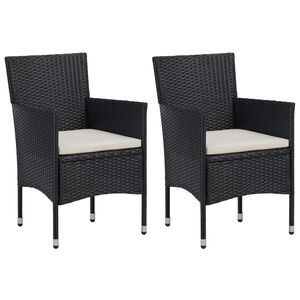 vidaXL Garden Dining Chairs 2 pcs Poly Rattan Black