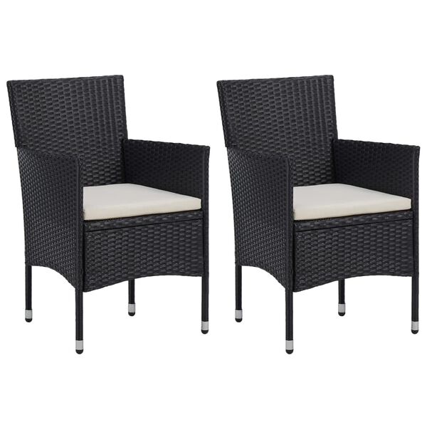 vidaXL Garden Dining Chairs 2 pcs Poly Rattan Black