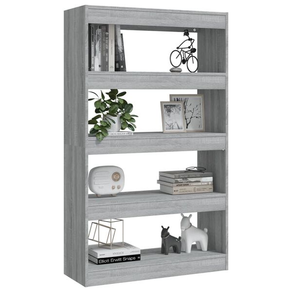 vidaXL Book Cabinet/Room Divider Grey Sonoma 80x30x135 cm Engineered Wood