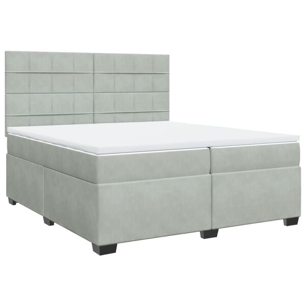vidaXL Box Spring Bed with Mattress Light Grey 200x200 cm Velvet