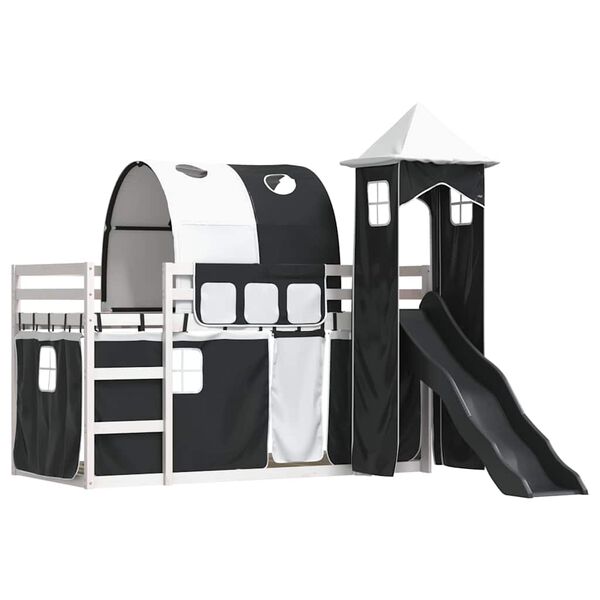 vidaXL Bunk Bed without Mattress with Slide White and Black 90x200 cm