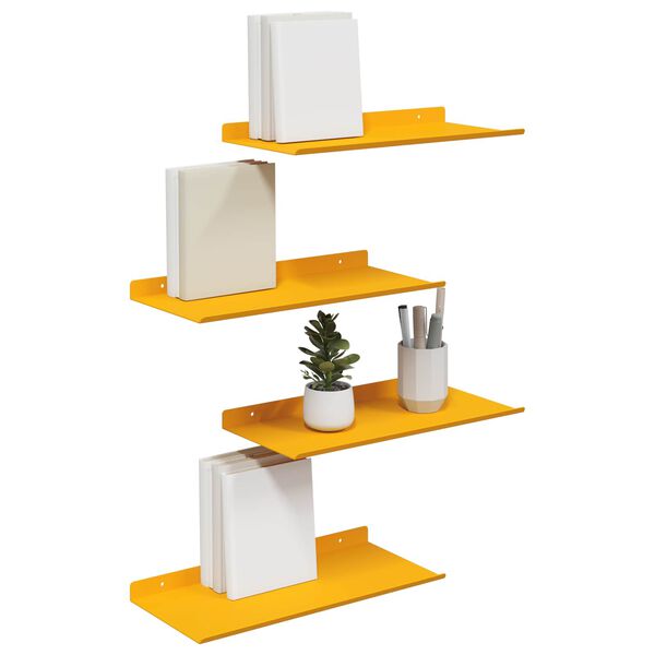 vidaXL Floating Shelf 4 pcs Mustard Yellow 40 x 18 x 2.5 cm Steel