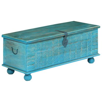 vidaXL Storage Chest Solid Mango Wood Blue 100x40x41 cm