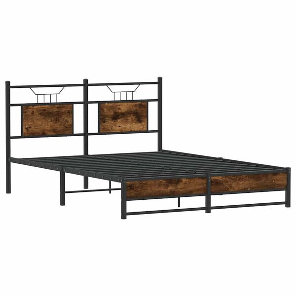 vidaXL Bed Frame without Mattress Smoked Oak 150x200 cm King Size Engineered Wood