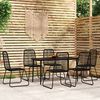 vidaXL 7 Piece Garden Dining Set Black