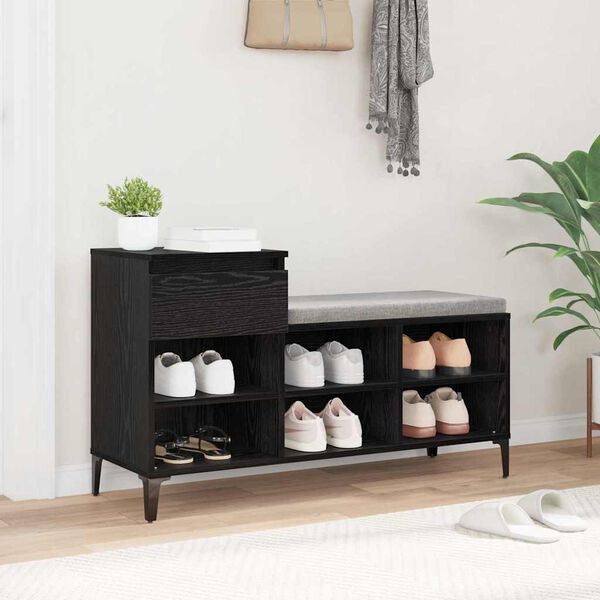 vidaXL Shoe Cabinet Black oak 102 x 36 x 60 cm Engineered wood