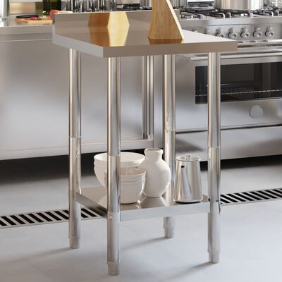vidaXL Kitchen Work Table with Backsplash 55x55x93 cm Stainless Steel