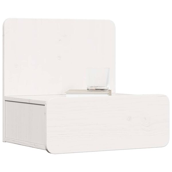 vidaXL Bedside Table White 44 x 32.5 x 40 cm Solid pine wood