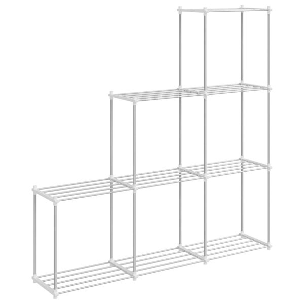 vidaXL Tubular Shelf with Storage White 129 x 27 x 132 cm Aluminium