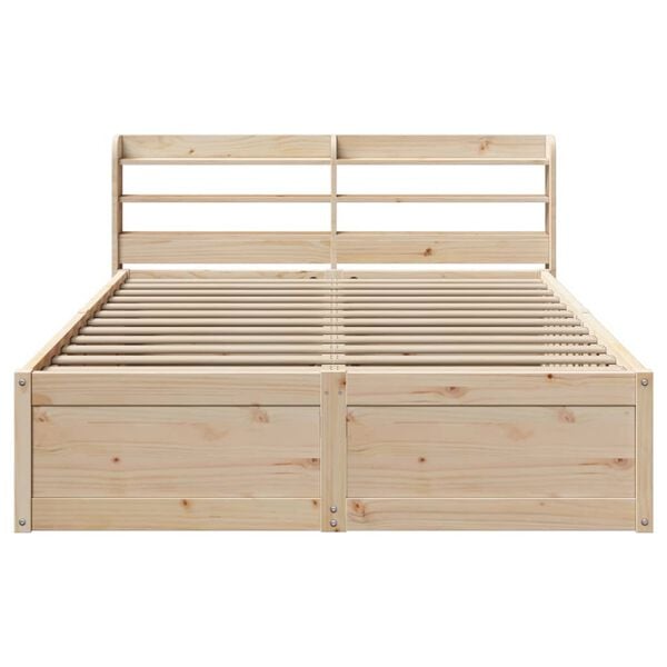 vidaXL Bed Frame with Headboard 120x190 cm Small Double Solid Wood Pine