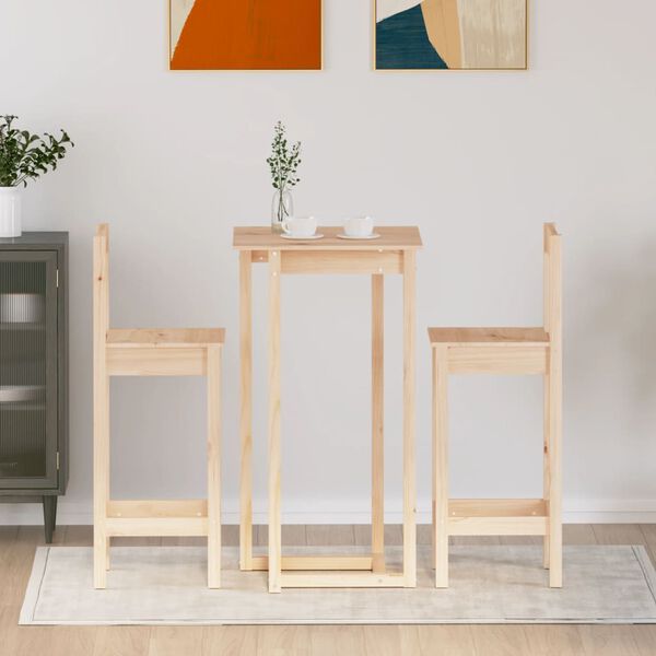 vidaXL 3 Piece Bar Set Solid Wood Pine