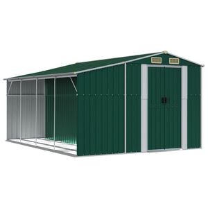 vidaXL Garden Shed Green 277x365.5x179 cm Galvanised Steel