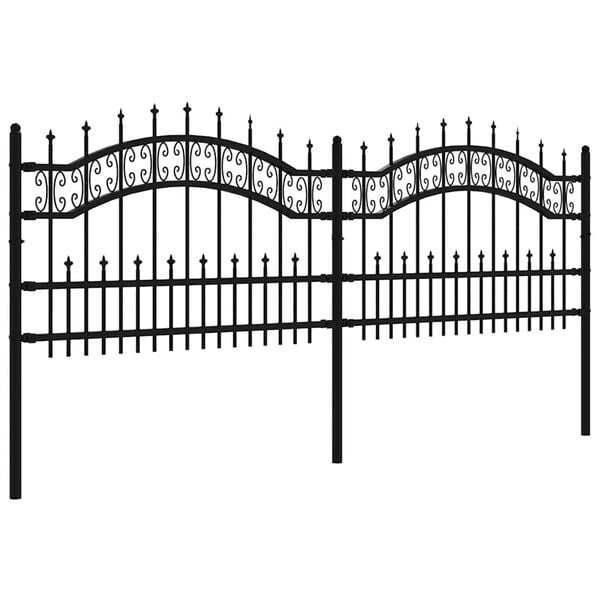 vidaXL Garden Fence Kampen with Spear Top Black 240x75 cm Steel
