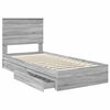 vidaXL Storage Bed with Drawer Grey Sonoma 90 x 190 cm Engineered Wood