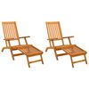 vidaXL Reclining and Folding Sunlounger 2 pcs Solid Acacia Wood