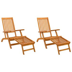 vidaXL Reclining and Folding Sunlounger 2 pcs Solid Acacia Wood