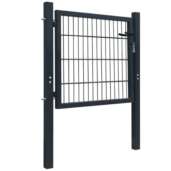 vidaXL Fence Gate Steel Anthracite 100x100 cm