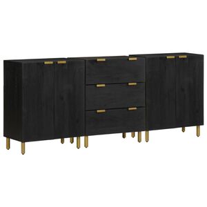 vidaXL 3 Piece Sideboards Black Engineered Wood