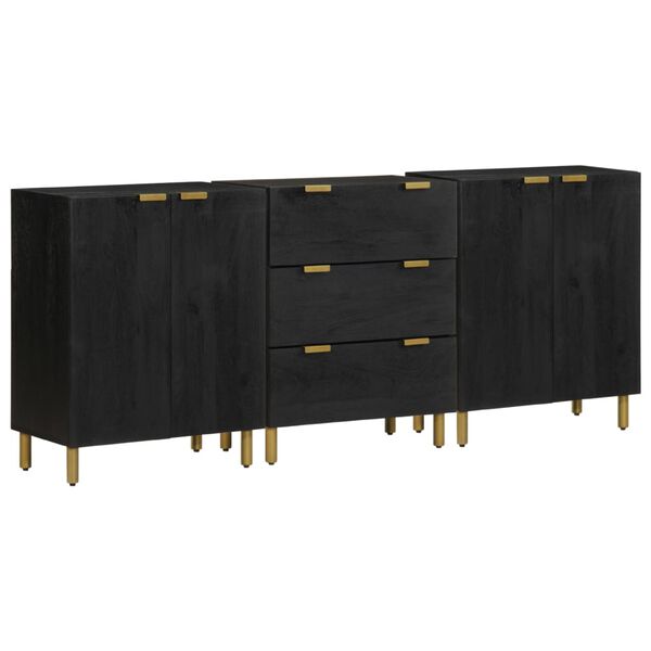 vidaXL 3 Piece Sideboards Black Engineered Wood