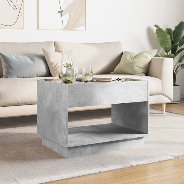 vidaXL Coffee Table with Infinity LED Concrete Grey 70x50x50 cm