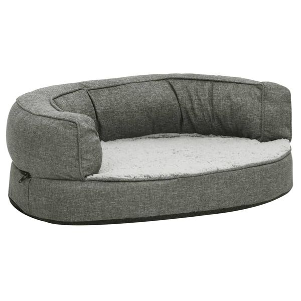 vidaXL Ergonomic Dog Bed Mattress 60x42 cm Linen Look Fleece Grey