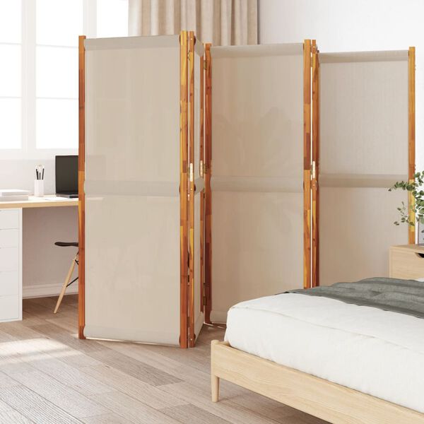 vidaXL 5-Panel Room Divider Taupe 350x180 cm