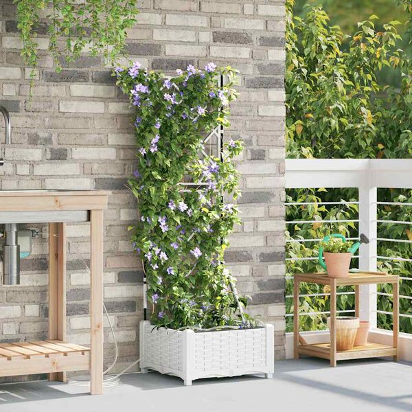 vidaXL Garden Planter White 40 x 40 x 126 cm Steel
