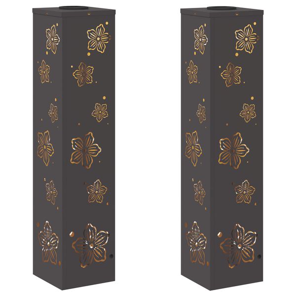 vidaXL Solar LED Pathway Light 2 pcs Black Cold Rolled Steel