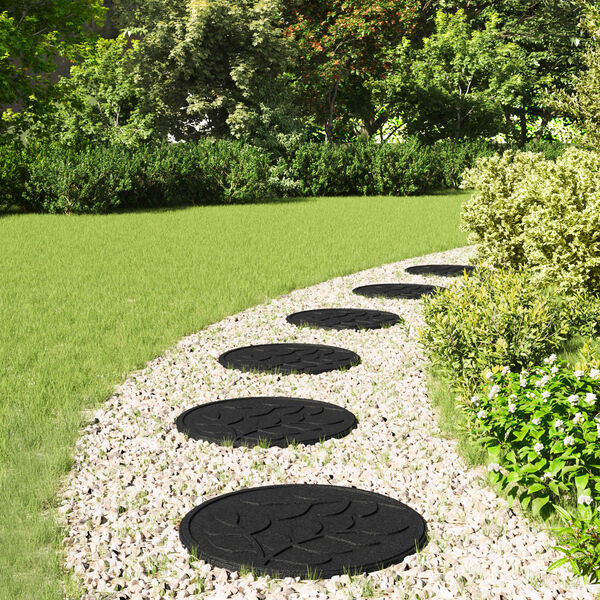 vidaXL Stepping Stone 6 pcs Black &Oslash; 44 x 2 cm Rubber