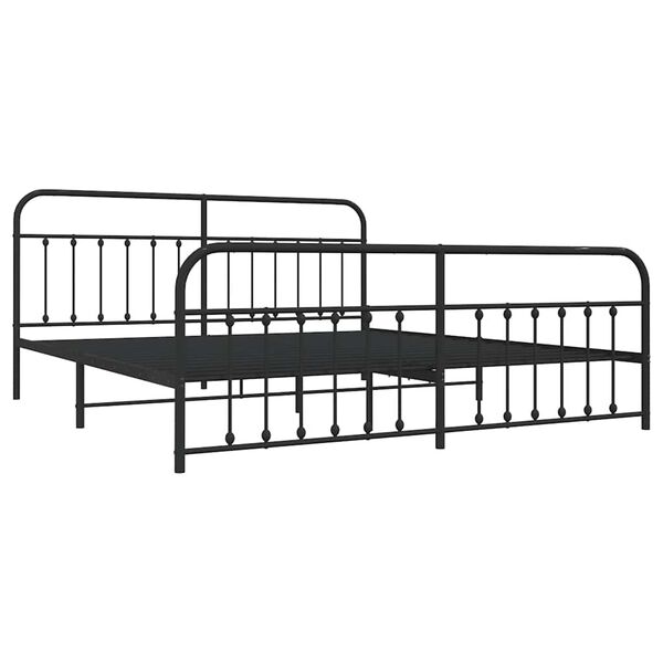 vidaXL Metal Bed Frame without Mattress with Footboard Black 200x200cm
