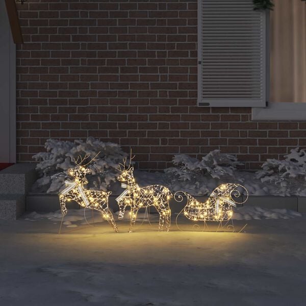 vidaXL LED Reindeers with 60 LEDs 3 pcs Warm White PET